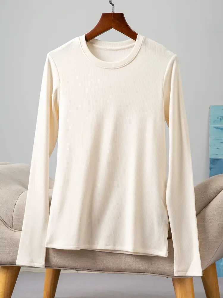Women's Red Silk Base T-Shirt Plus Size Fleece Lined - Image 14