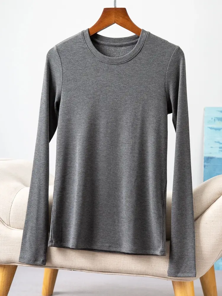 Women's Red Silk Base T-Shirt Plus Size Fleece Lined - Image 16