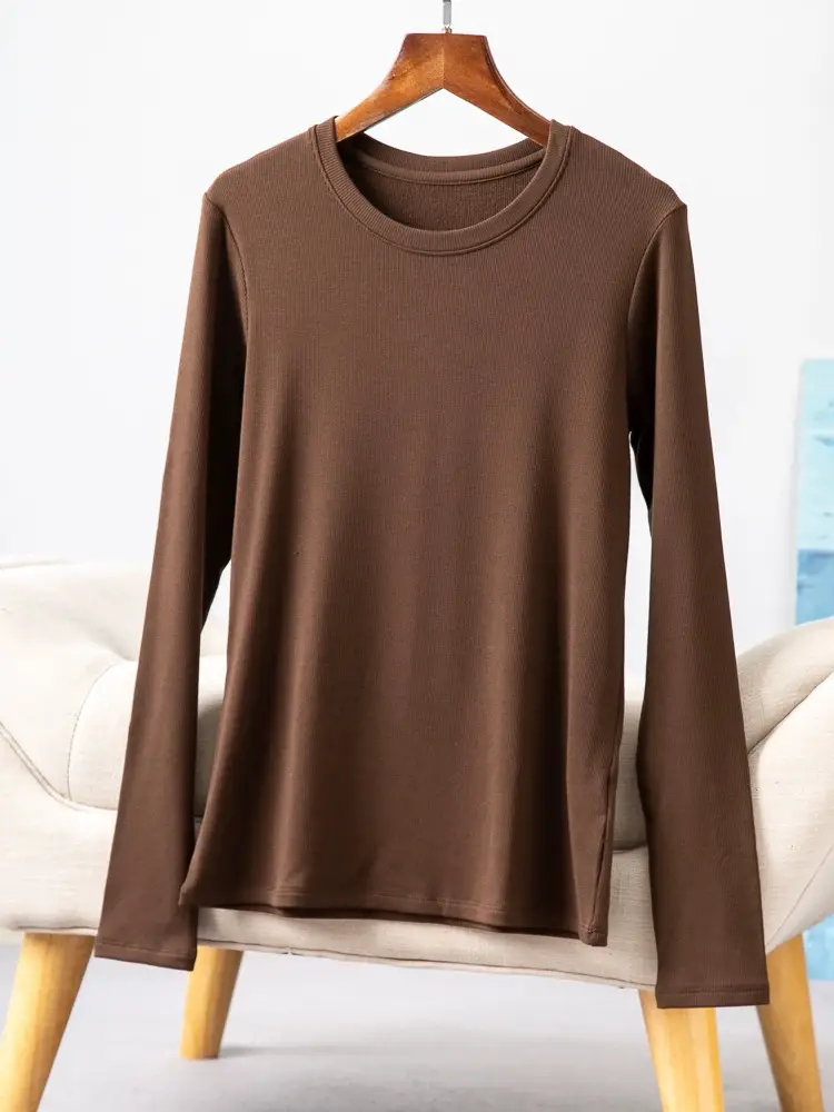 Women's Red Silk Base T-Shirt Plus Size Fleece Lined - Image 17