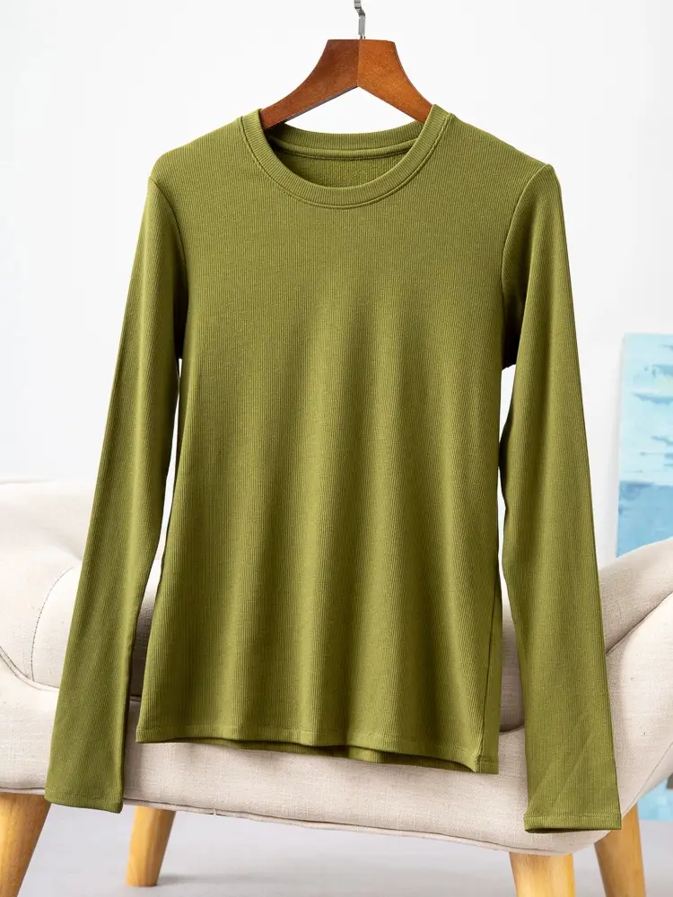 Women's Red Silk Base T-Shirt Plus Size Fleece Lined - Image 20