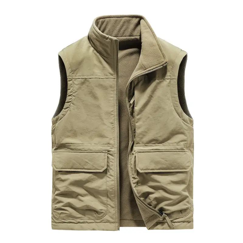 Men's Black Fleece Lined Zipper Vest Slim Fit - Image 10