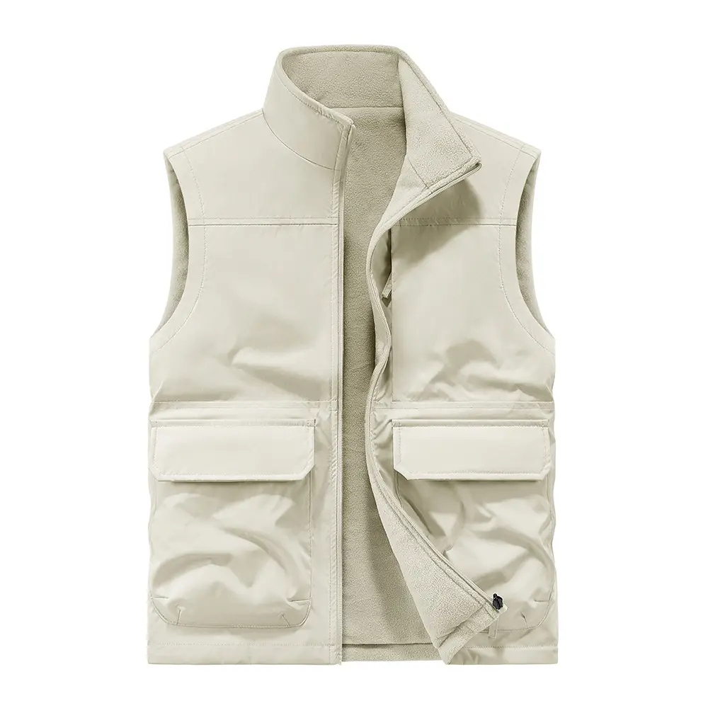 Men's Black Fleece Lined Zipper Vest Slim Fit - Image 6
