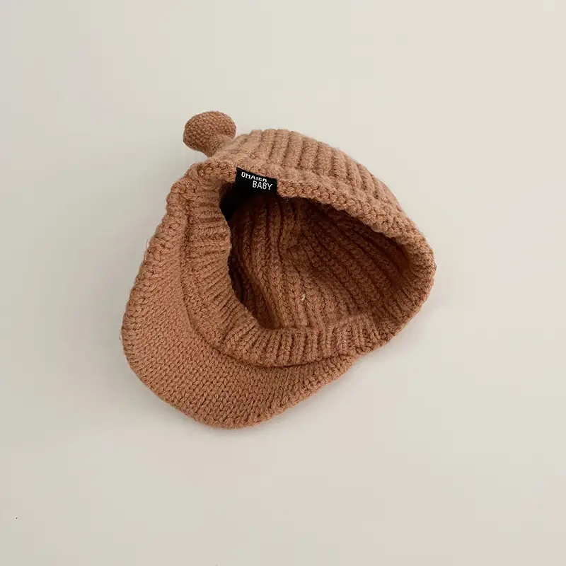 Brown Knitted Baby Hat with Bear Ears - Image 8