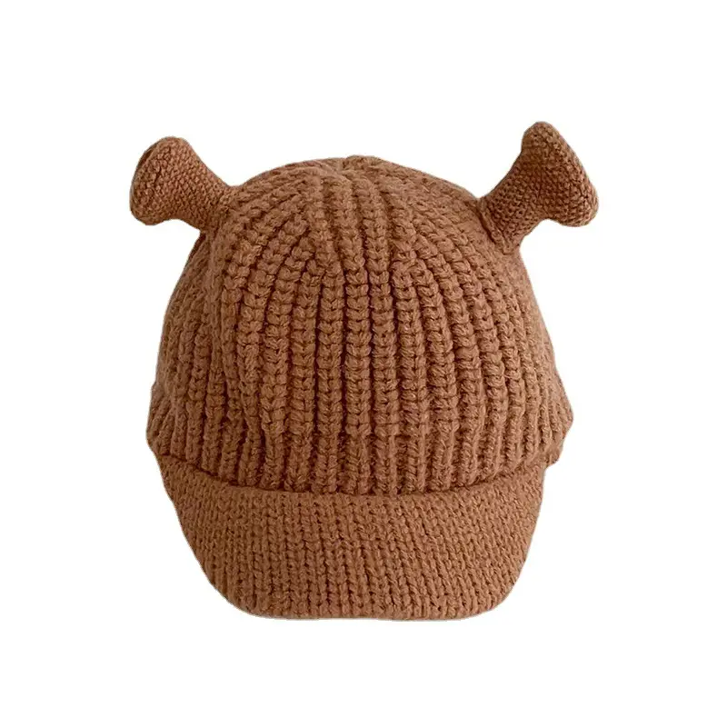 Brown Knitted Baby Hat with Bear Ears - Image 9