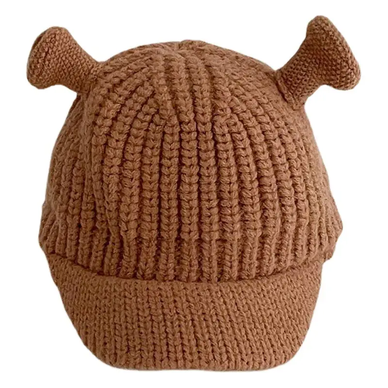 Brown Knitted Baby Hat with Bear Ears