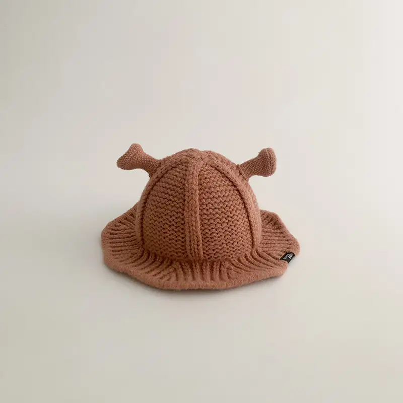 Brown Knitted Baby Hat with Bear Ears - Image 3