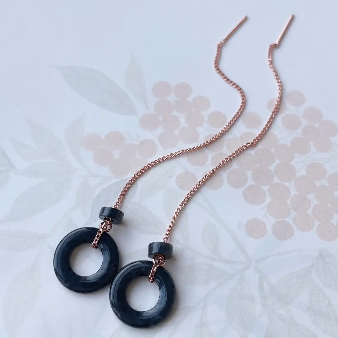 Jade Black Buckle Earrings Gold Plated 925 Silver — feature 33