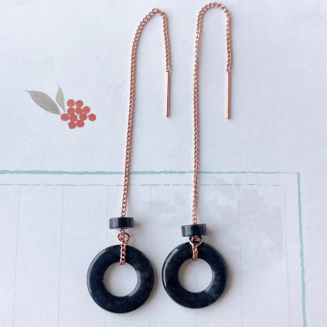 Jade Black Buckle Earrings Gold Plated 925 Silver — feature 37