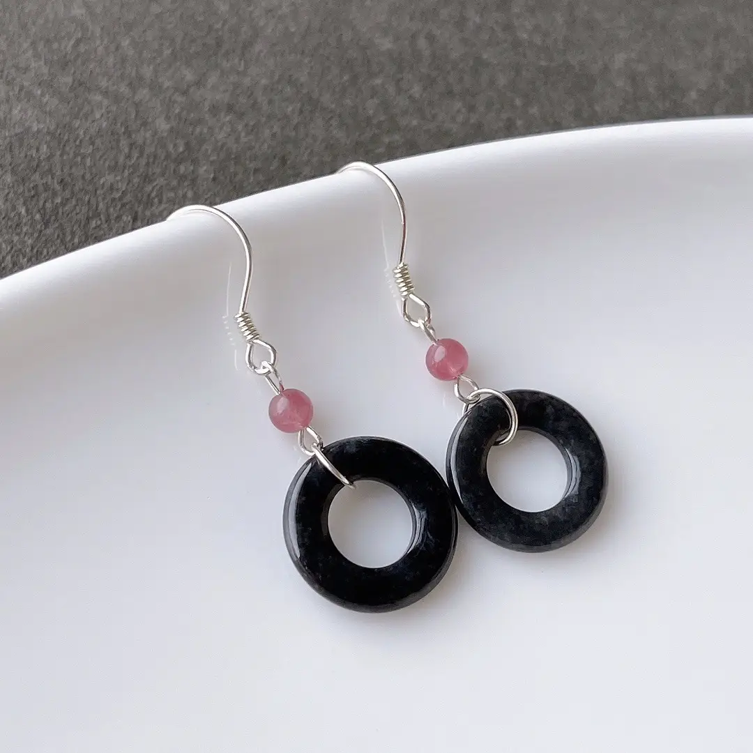 Jade Black Buckle Earrings Gold Plated 925 Silver — feature 40