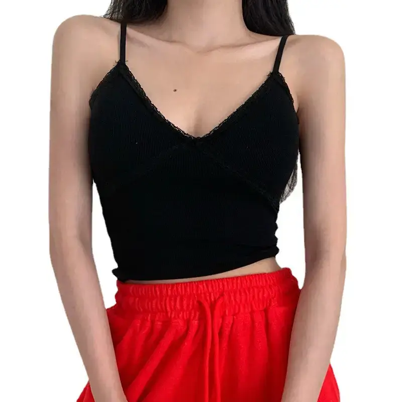 Pink V Neck Camisole Top with Built-In Chest Pad - Image 10