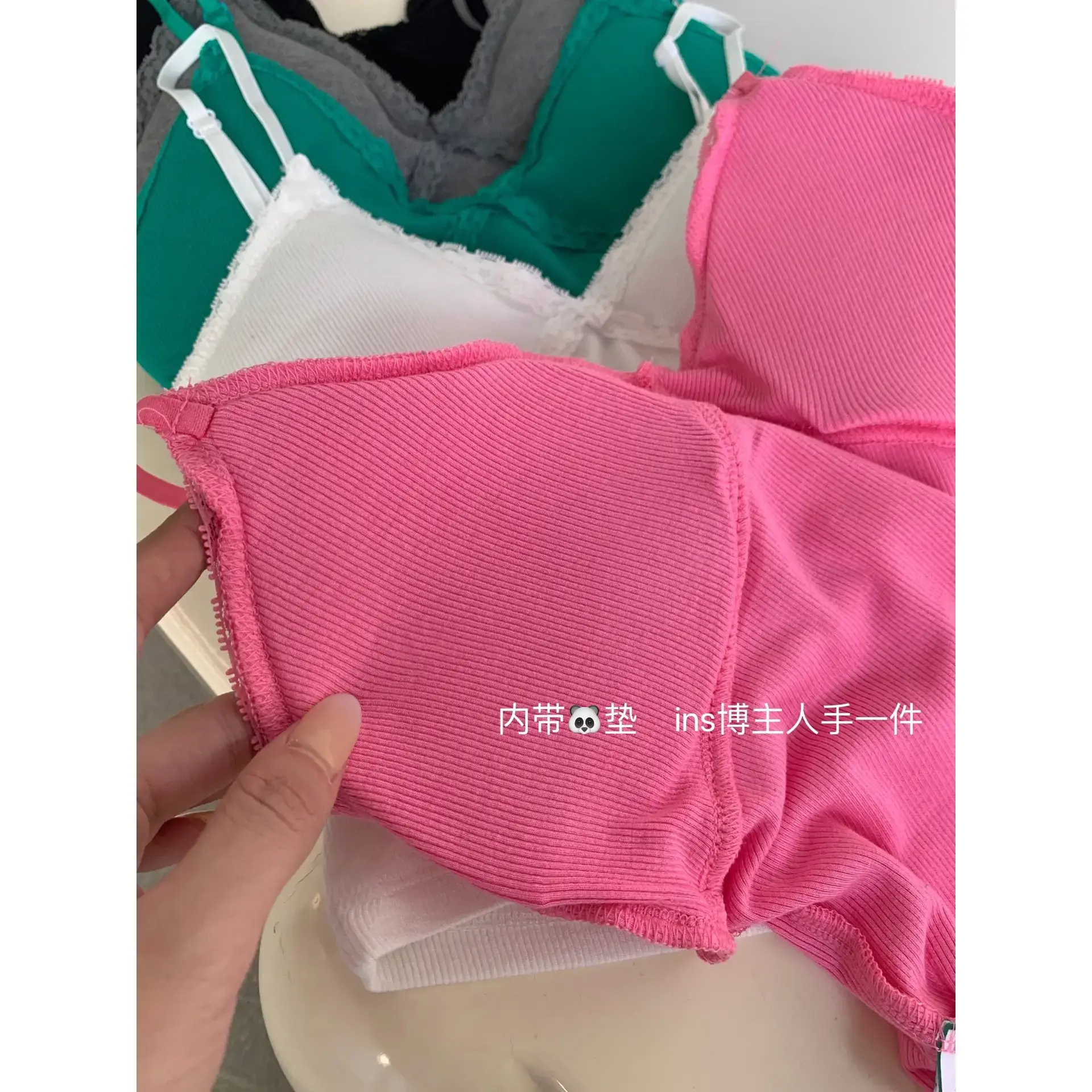 Pink V Neck Camisole Top with Built-In Chest Pad — feature 2
