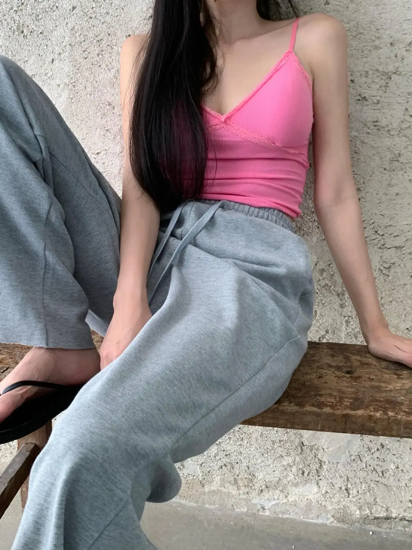 Pink V Neck Camisole Top with Built-In Chest Pad — feature 24