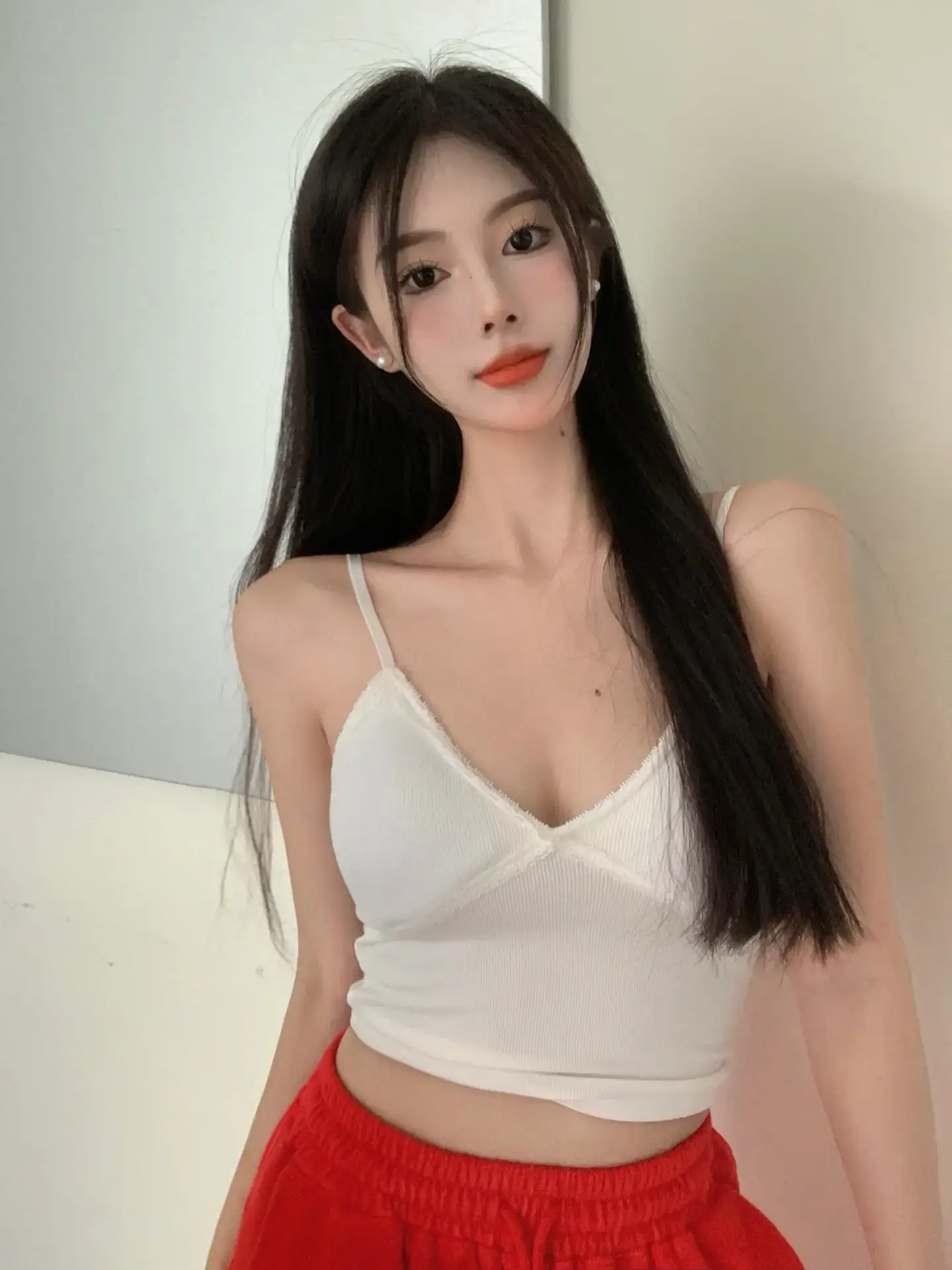 Pink V Neck Camisole Top with Built-In Chest Pad — feature 25