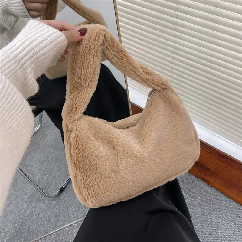 Pink Plush Shoulder Bag Women 2022 Winter