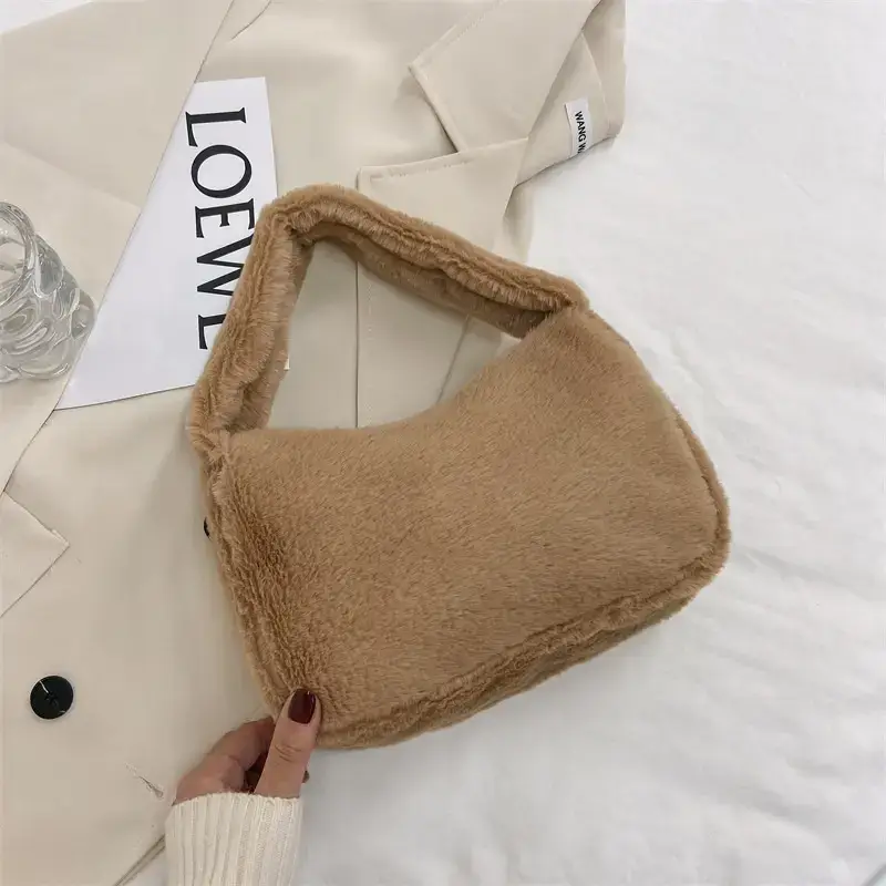 Pink Plush Shoulder Bag Women 2022 Winter