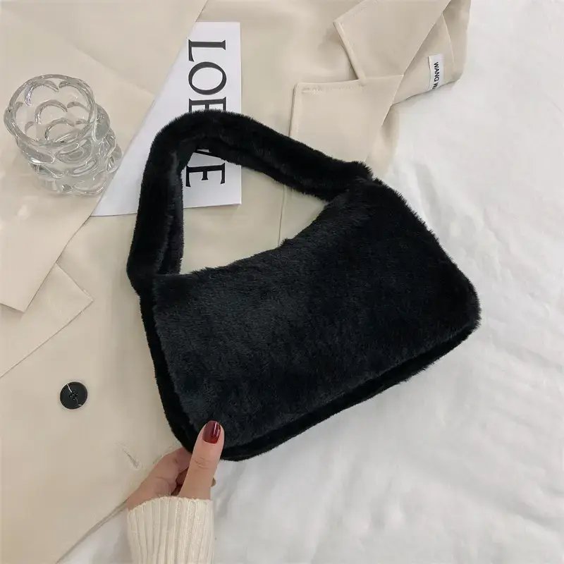 Pink Plush Shoulder Bag Women 2022 Winter