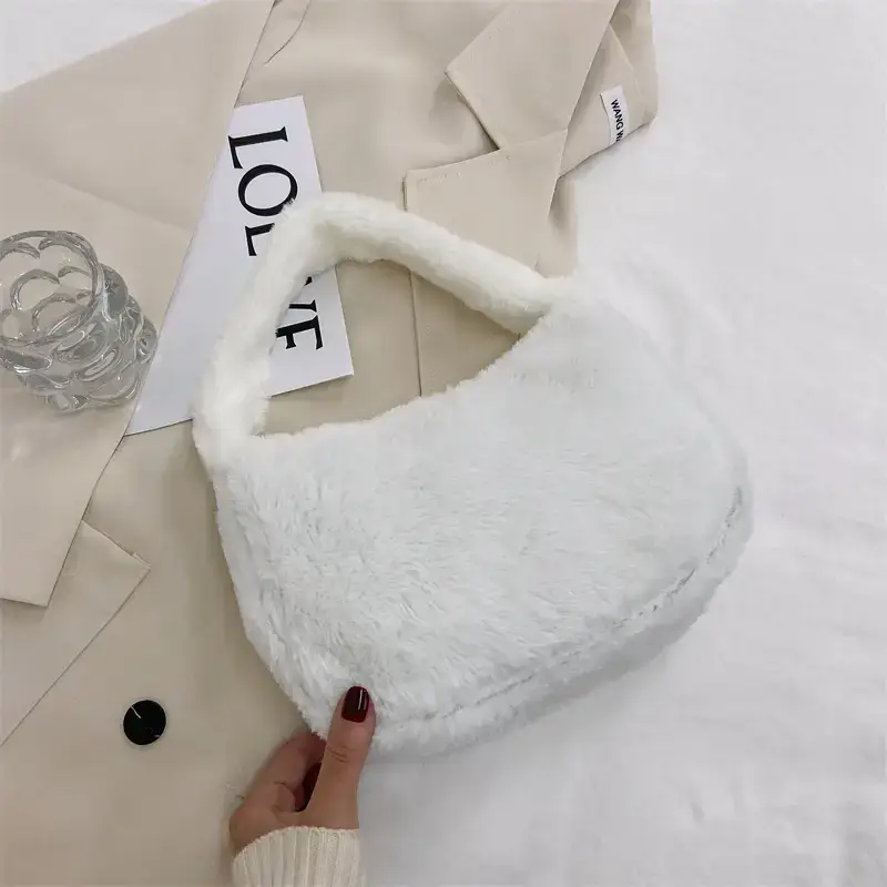 Pink Plush Shoulder Bag Women 2022 Winter
