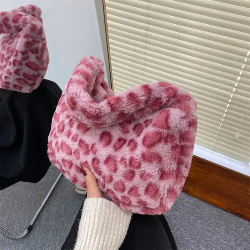 Pink Leopard Print Soft Handbag for Women - Image 6