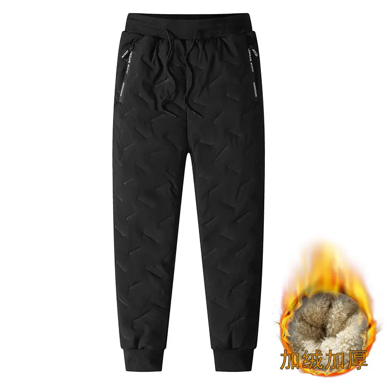 Men's Fleece-Lined Cashmere Cotton Pants Black - Image 2