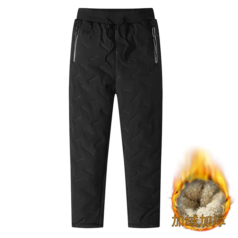 Men's Fleece-Lined Cashmere Cotton Pants Black - Image 4