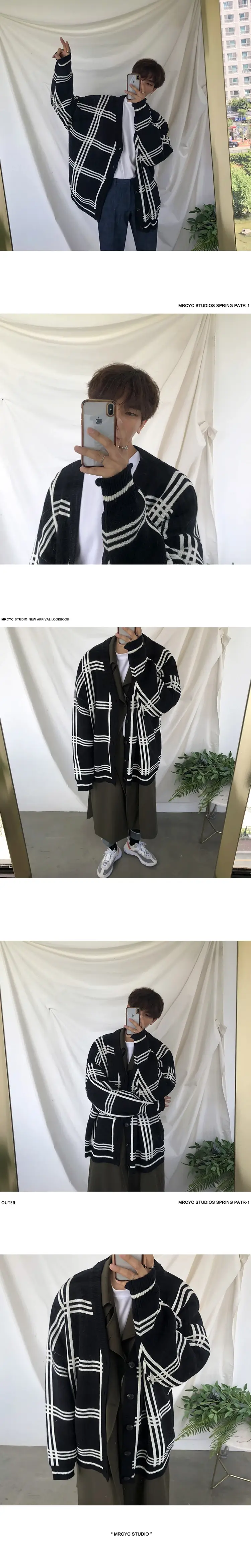 2025 Men's Navy Blue Korean Style Knit Cardigan — feature 9
