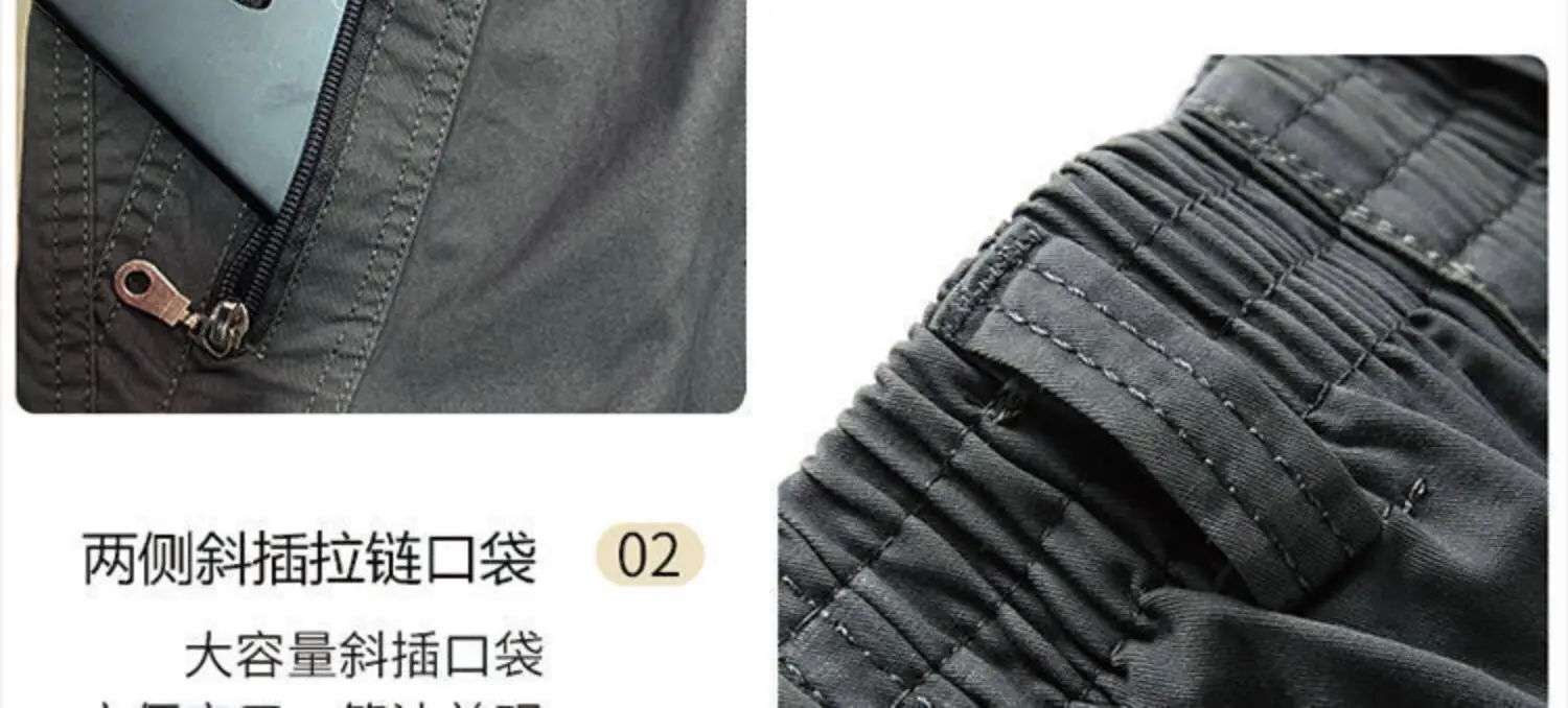 Men's Grey Fleece Lined Pants Large Zipper Bag — feature 39