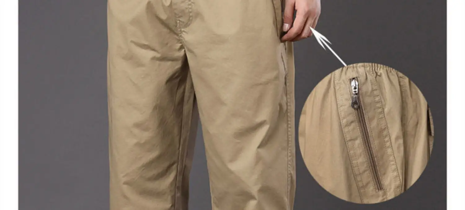 Men's Grey Fleece Lined Pants Large Zipper Bag — feature 47