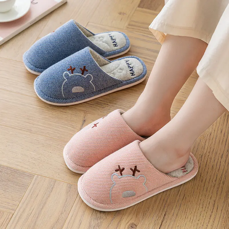 Xinwang winter new cotton slippers home wholesale women's winter warm indoor home couple plush cotton slippers men