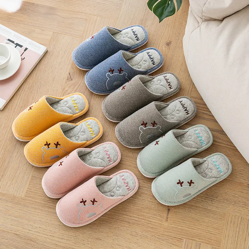 Xinwang winter new cotton slippers home wholesale women's winter warm indoor home couple plush cotton slippers men