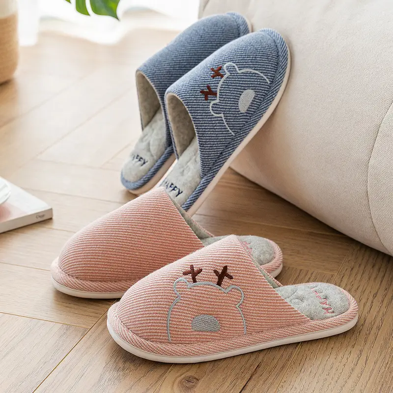 Xinwang winter new cotton slippers home wholesale women's winter warm indoor home couple plush cotton slippers men