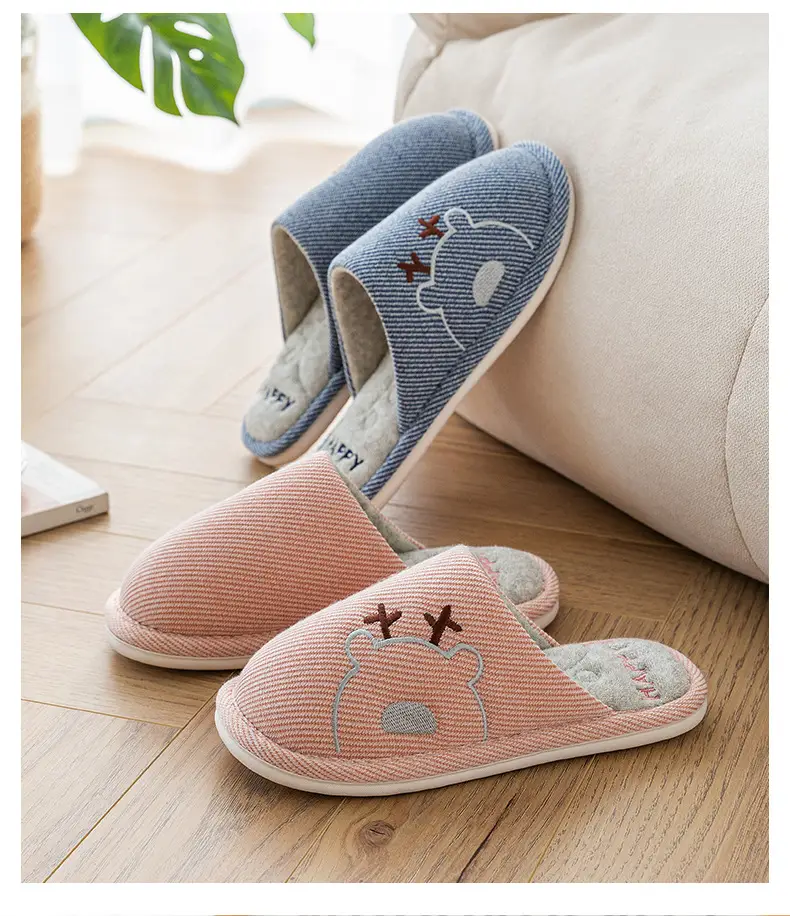 Xinwang winter new cotton slippers home wholesale women's winter warm indoor home couple plush cotton slippers men — feature 18