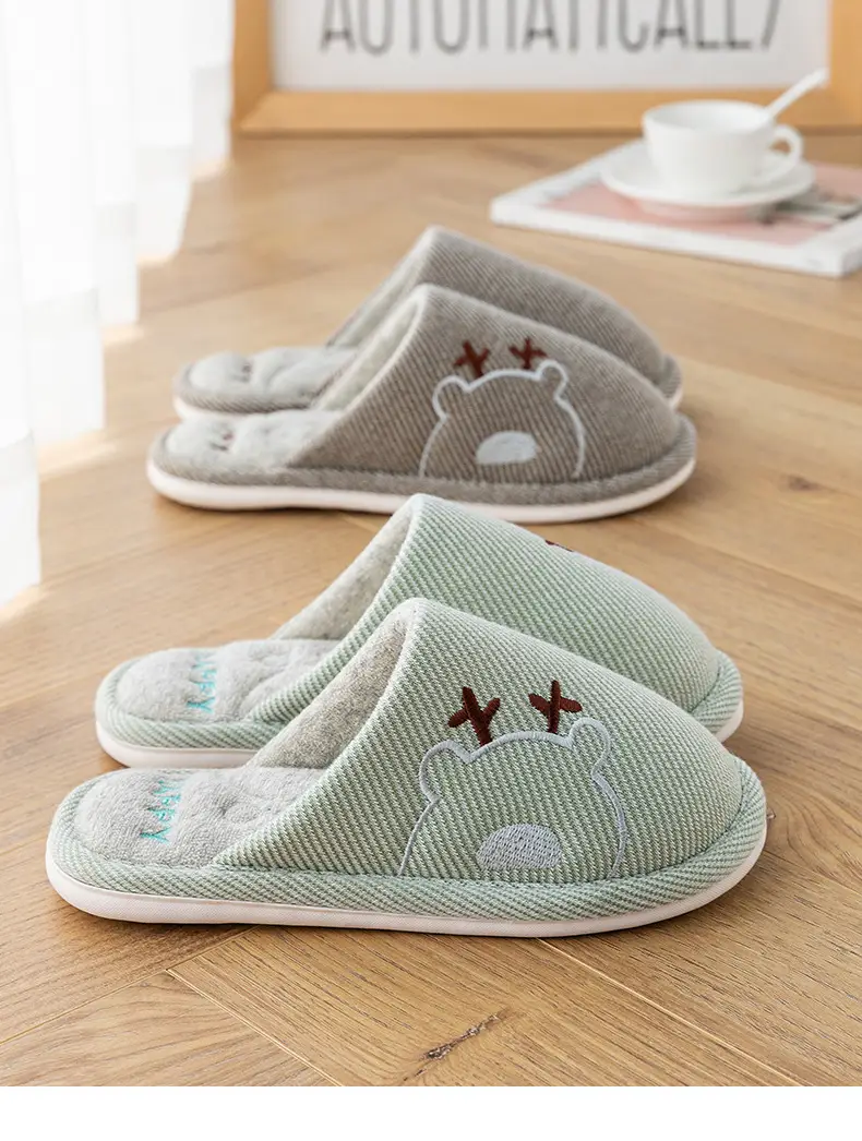 Xinwang winter new cotton slippers home wholesale women's winter warm indoor home couple plush cotton slippers men — feature 19