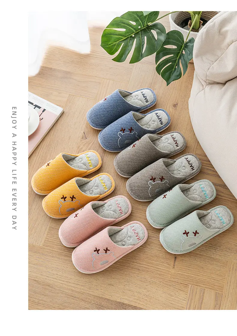 Xinwang winter new cotton slippers home wholesale women's winter warm indoor home couple plush cotton slippers men — feature 21