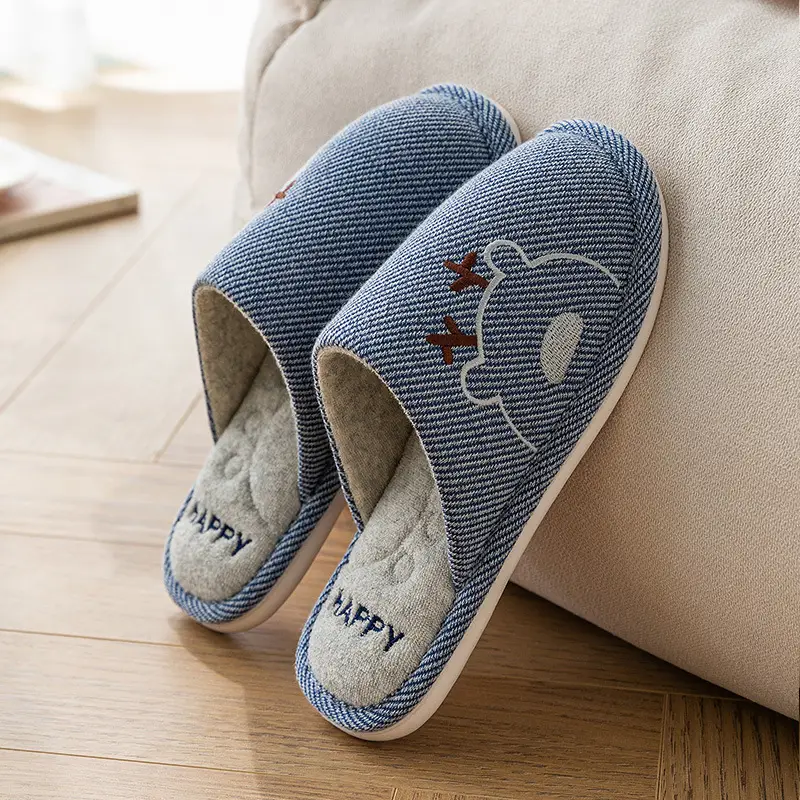 Xinwang winter new cotton slippers home wholesale women's winter warm indoor home couple plush cotton slippers men
