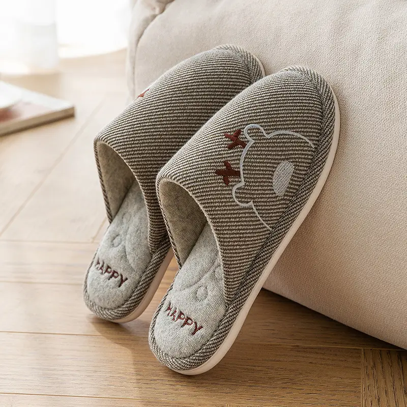 Xinwang winter new cotton slippers home wholesale women's winter warm indoor home couple plush cotton slippers men