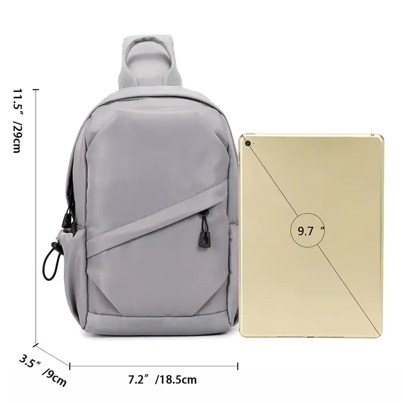Men's Grey Casual Crossbody Bag Small Trendy Messenger Bag - Image 6