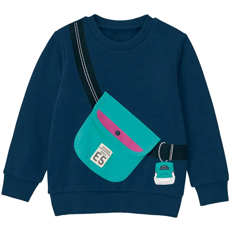 Kids Cotton Terry Sweatshirt Yellow Blue Medium Large