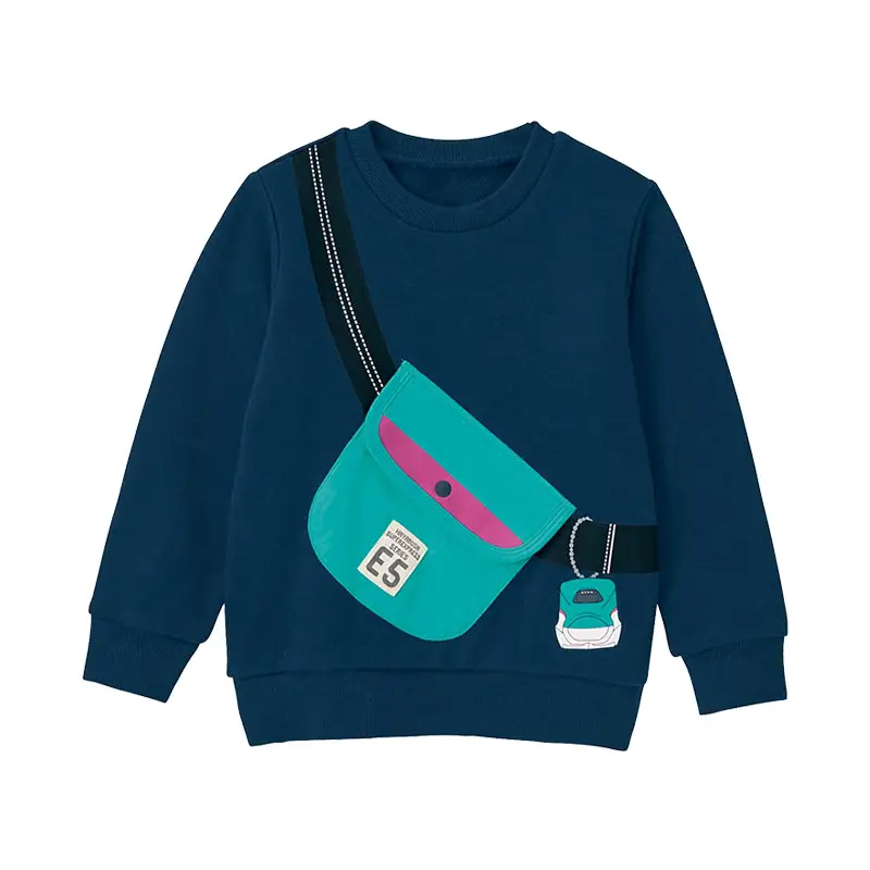 Kids Cotton Terry Sweatshirt Yellow Blue Medium Large — feature 10
