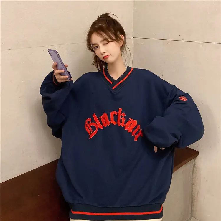 Black Star V-Neck Sweatshirt Women 2022 Winter — feature 10