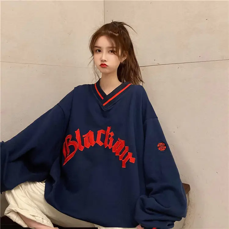 Black Star V-Neck Sweatshirt Women 2022 Winter — feature 11
