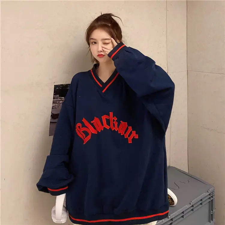 Black Star V-Neck Sweatshirt Women 2022 Winter — feature 14