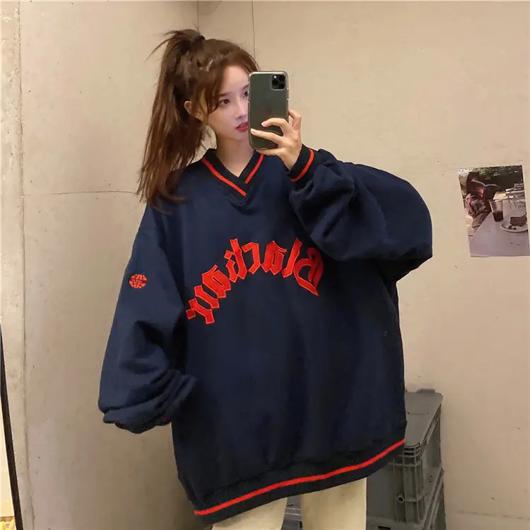 Black Star V-Neck Sweatshirt Women 2022 Winter — feature 16
