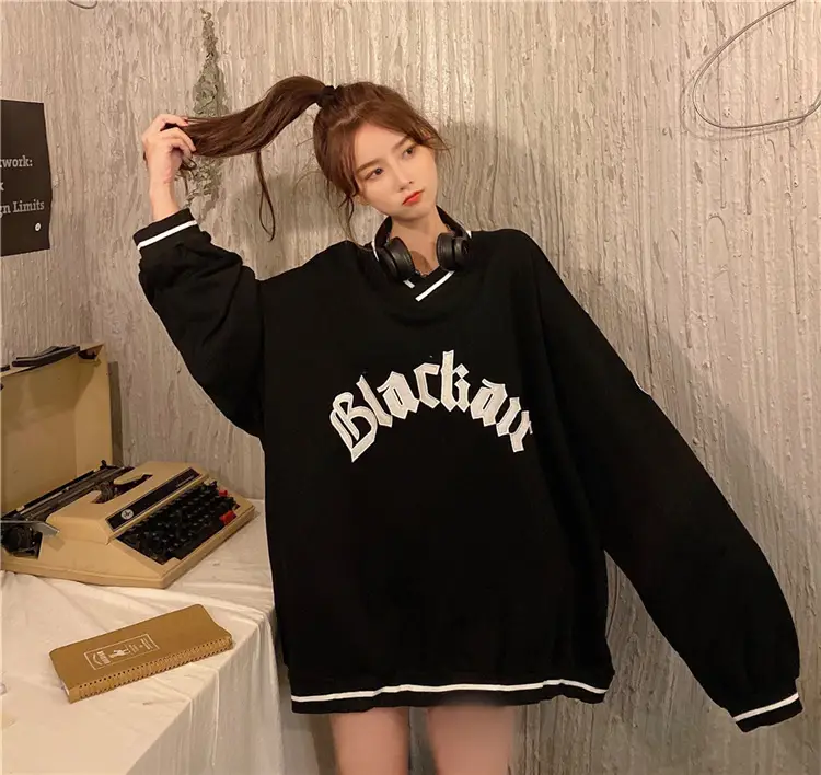 Black Star V-Neck Sweatshirt Women 2022 Winter — feature 17