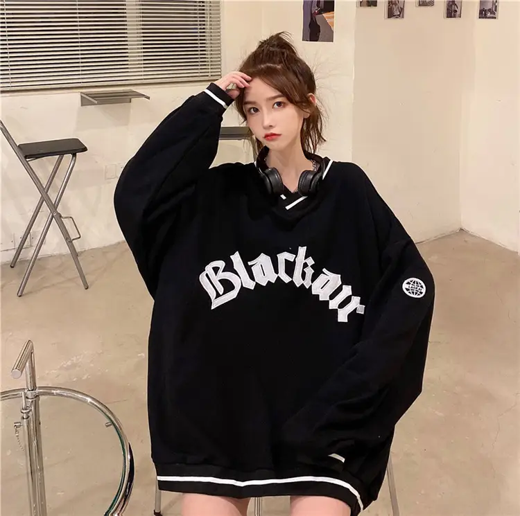 Black Star V-Neck Sweatshirt Women 2022 Winter — feature 26