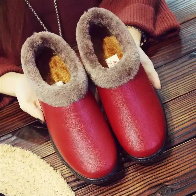 Winter New Home Cotton Slippers Comfortable Warm fleece-lined Slip-on Women's Cotton Shoes Soft Sole Trendy All-match Daily