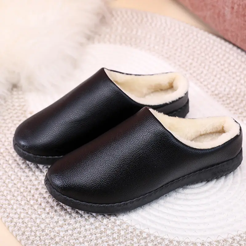 Winter New Home Cotton Slippers Comfortable Warm fleece-lined Slip-on Women's Cotton Shoes Soft Sole Trendy All-match Daily