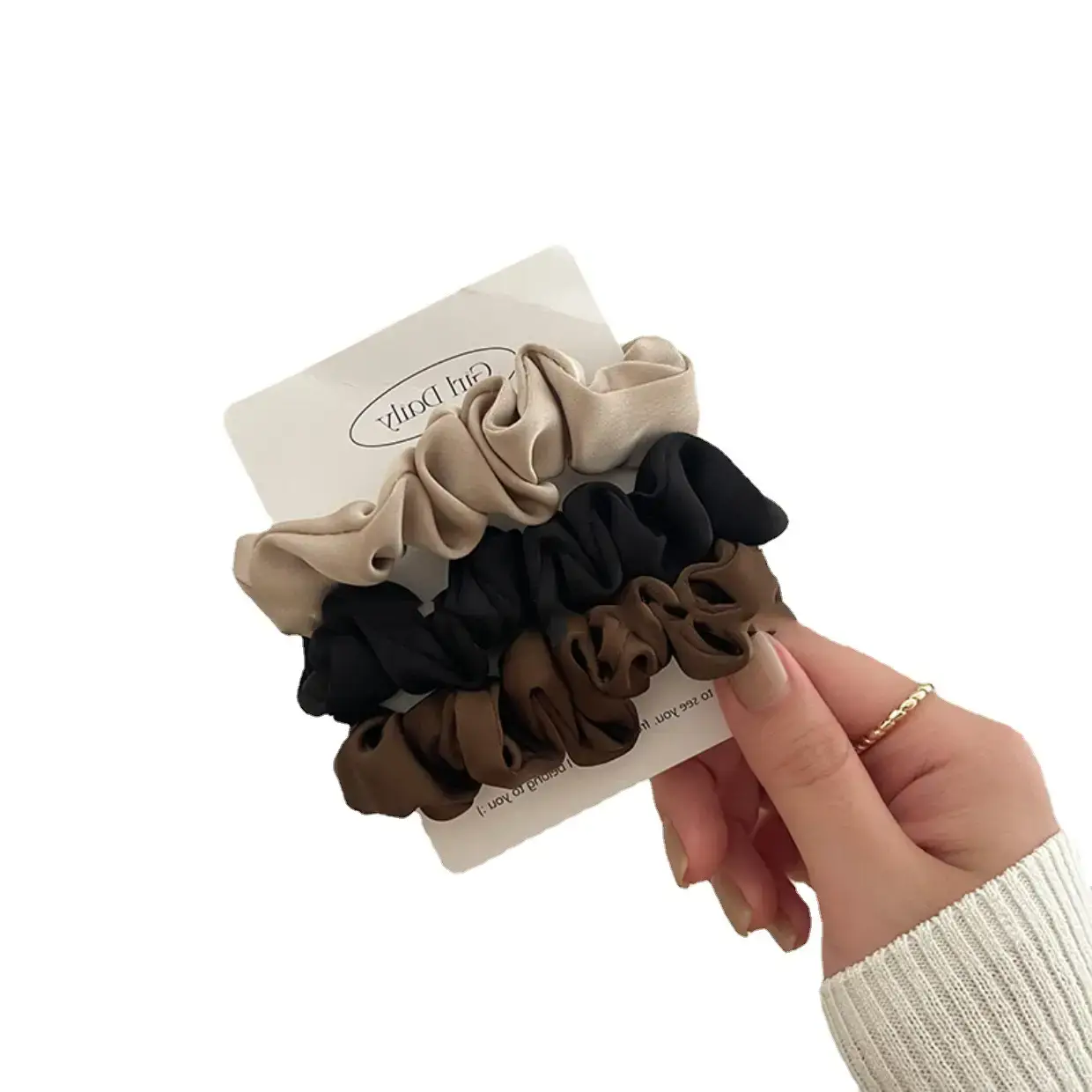Elegant Hair Band with Silk Satin Beige Black White - Image 7