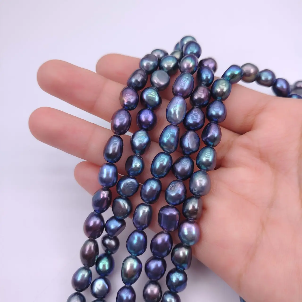 Black Baroque Pearl Necklace 7-8mm Natural Freshwater - Image 2