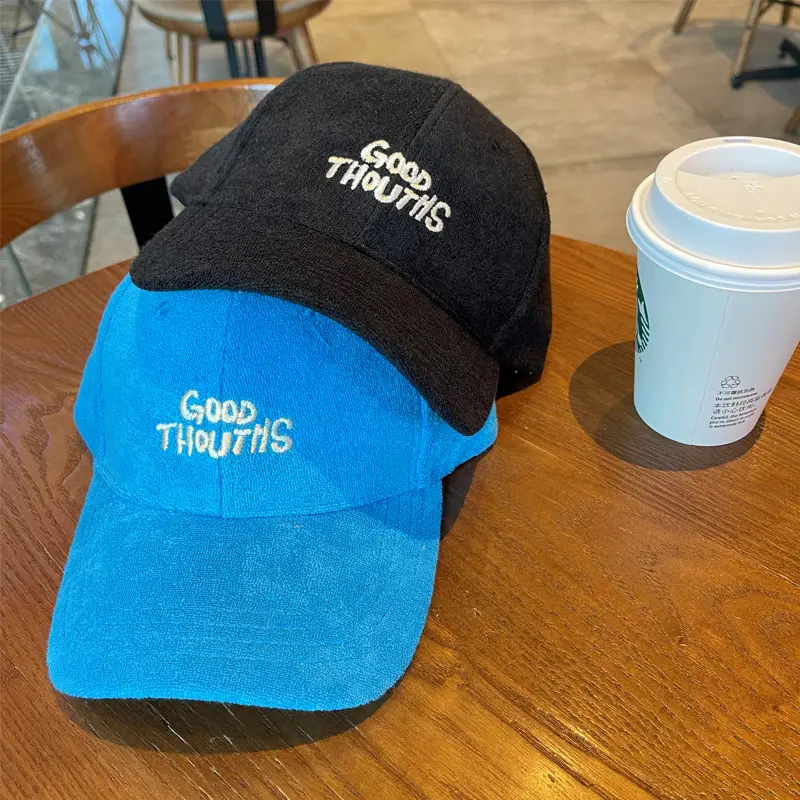 Blue Velvet Baseball Cap with "Good Thutins" Embroidery
