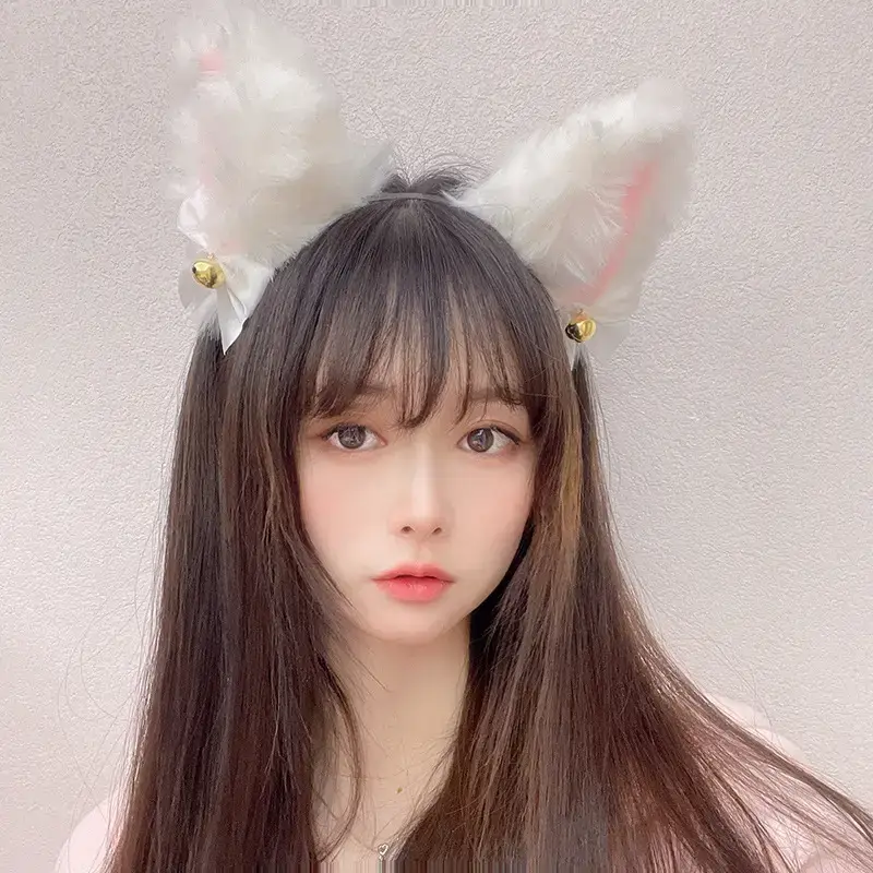 White Soft Skull Top Headband for Women Winter Hairpin - Image 24